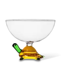 وعاء شفاف بتصميم سلحفاة بلون كهرماني