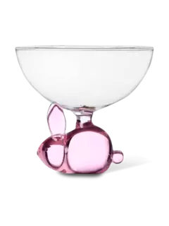 وعاء شفاف بتصميم أرنب بلون وردي