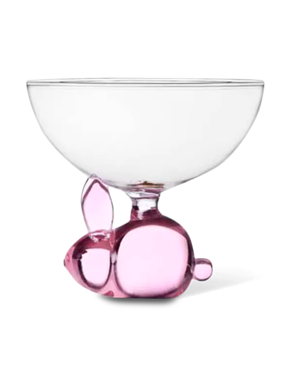 وعاء شفاف بتصميم أرنب بلون وردي