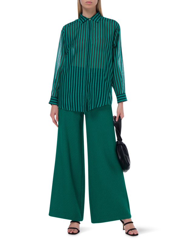 قميص كوتوتن مخطط بأكمام طويلة من الفوال