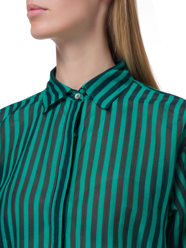 قميص كوتوتن مخطط بأكمام طويلة من الفوال