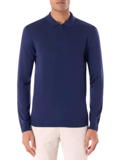 قميص بولو بأكمام طويلة وسحاب