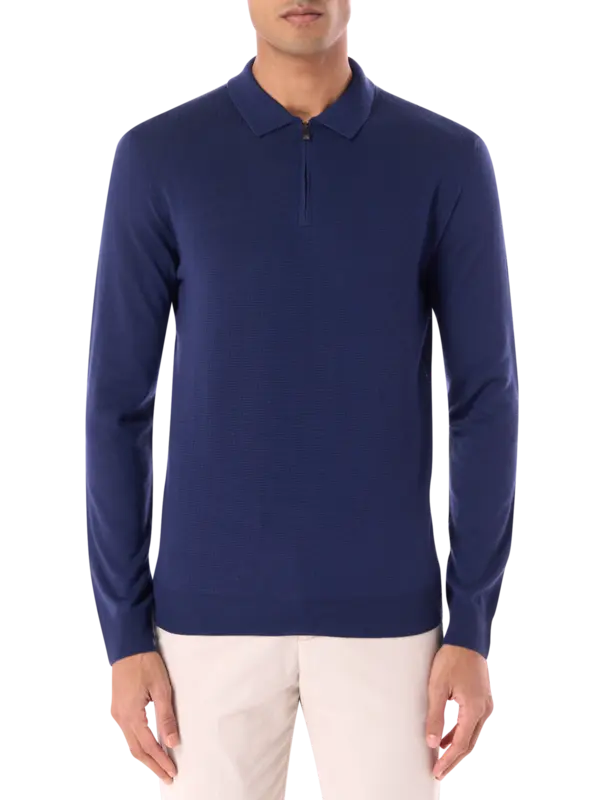 قميص بولو بأكمام طويلة وسحاب