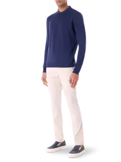 قميص بولو بأكمام طويلة وسحاب