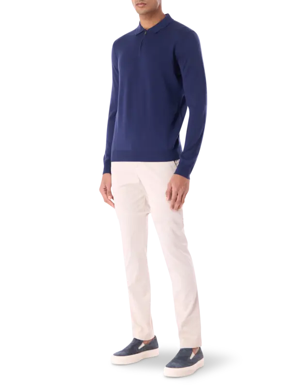 قميص بولو بأكمام طويلة وسحاب