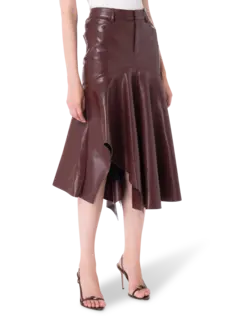 تنورة متوسطة الطول من القماش المطلي