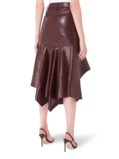 تنورة متوسطة الطول من القماش المطلي