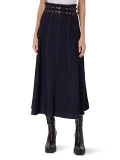 تنورة جينز طويلة بحزام