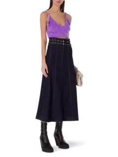 تنورة جينز طويلة بحزام