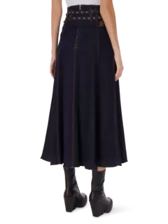 تنورة جينز طويلة بحزام