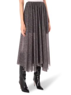 تنورة متوسطة الطول من التول القابل للتمدد مزينة بطبعات