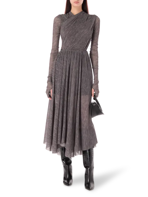 تنورة متوسطة الطول من التول القابل للتمدد مزينة بطبعات