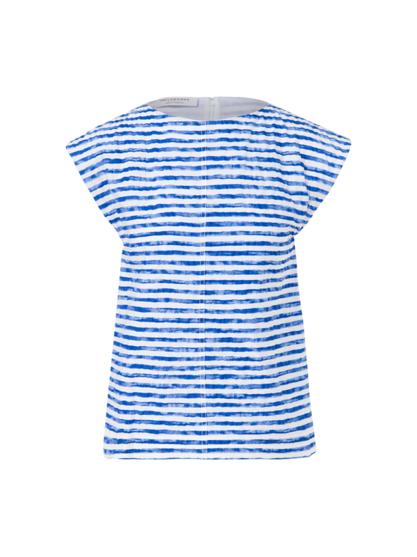 بلوزة مخططة من قماش البوبلين بطبعة كلمة "Seersucker"