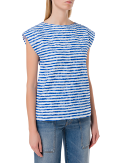 بلوزة مخططة من قماش البوبلين بطبعة كلمة "Seersucker"