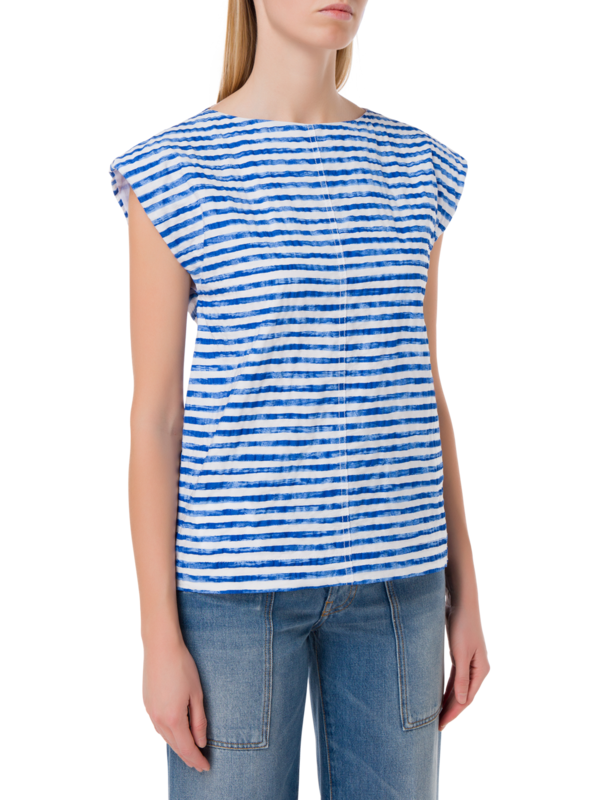 بلوزة مخططة من قماش البوبلين بطبعة كلمة "Seersucker"