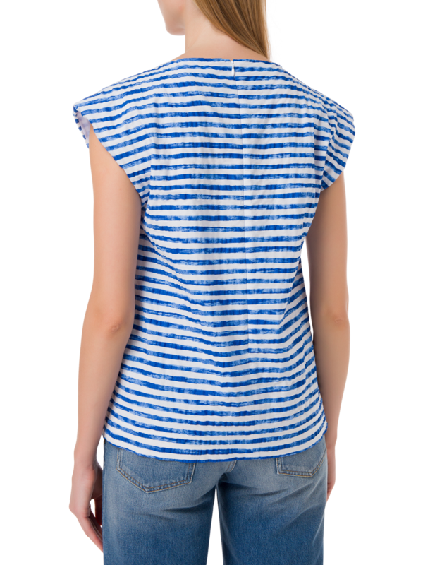 بلوزة مخططة من قماش البوبلين بطبعة كلمة "Seersucker"