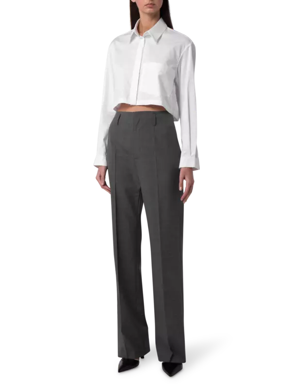 بنطال بقصة أرجل مستقيمة من الصوف الاستوائي