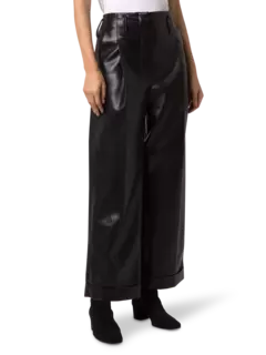 بنطال من الجلد بخصر مرتفع