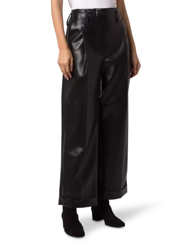 بنطال من الجلد بخصر مرتفع