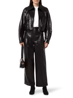 بنطال من الجلد بخصر مرتفع