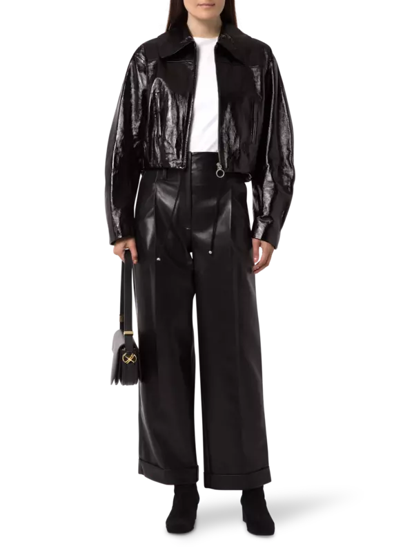 بنطال من الجلد بخصر مرتفع