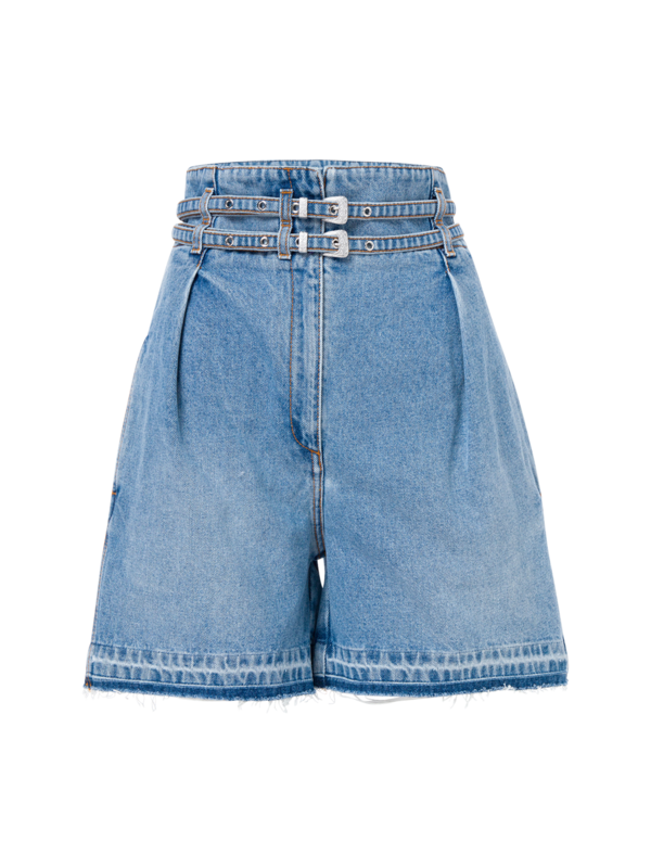 شورت جينز بخصر مزدوج