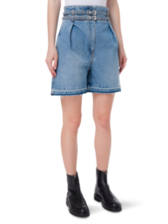 شورت جينز بخصر مزدوج