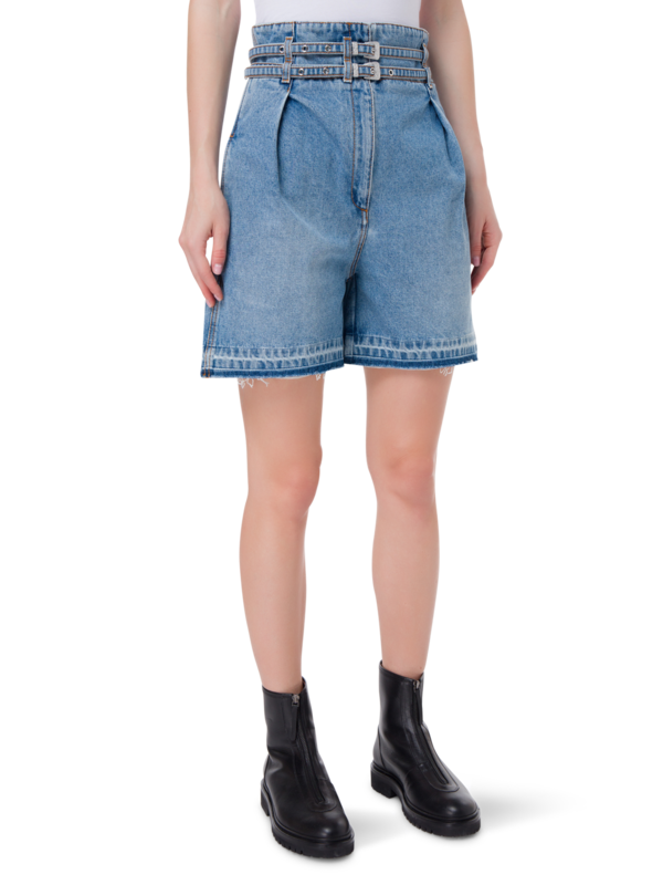 شورت جينز بخصر مزدوج