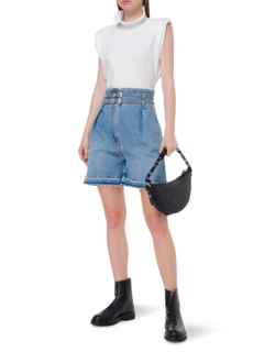 شورت جينز بخصر مزدوج