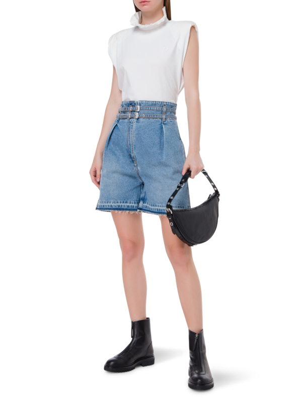 شورت جينز بخصر مزدوج