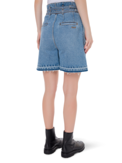 شورت جينز بخصر مزدوج