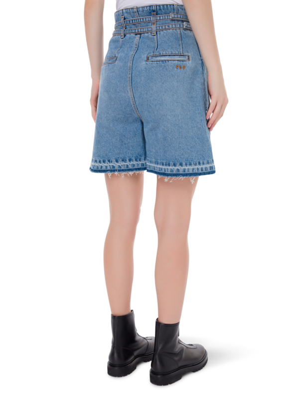 شورت جينز بخصر مزدوج