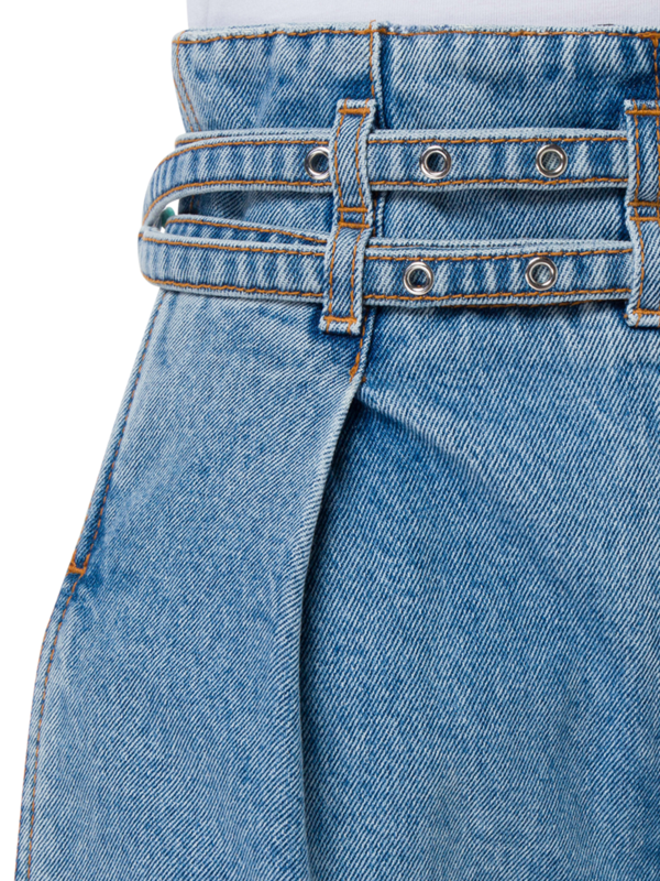 شورت جينز بخصر مزدوج