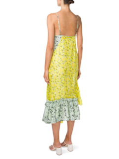 Two-Tone Floral Dress with Plunging V-Neck
