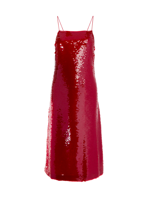 فستان متوسط الطول مزين بالترتر