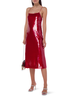 فستان متوسط الطول مزين بالترتر