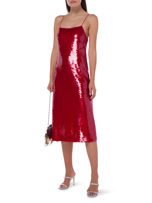 فستان متوسط الطول مزين بالترتر