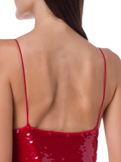 فستان متوسط الطول مزين بالترتر