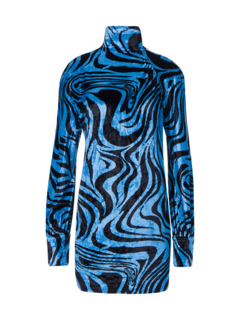 فستان قصير من المخمل بطبعة حمار وحشي