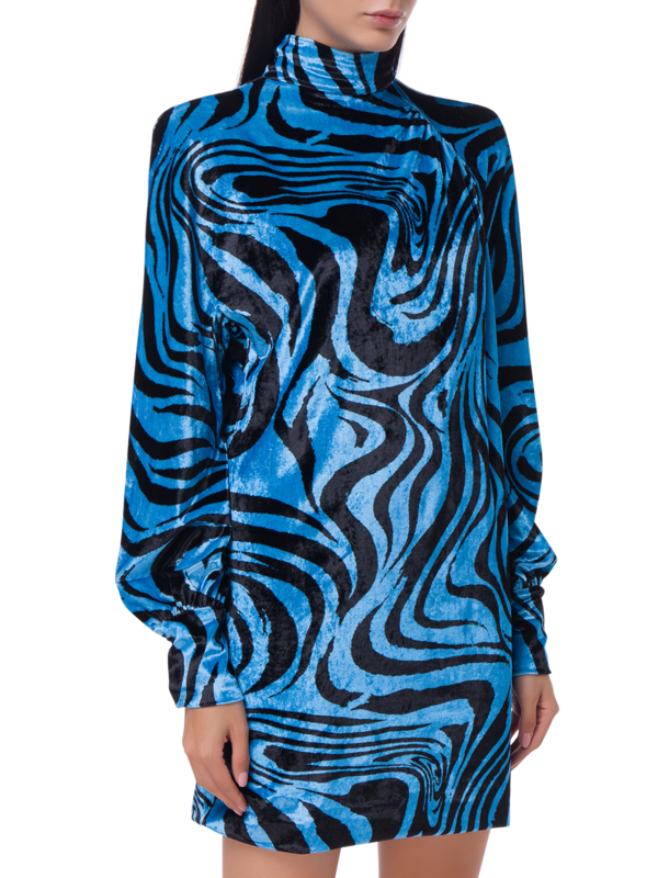 فستان قصير من المخمل بطبعة حمار وحشي