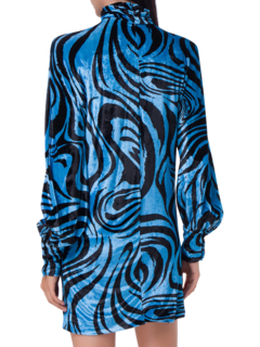 فستان قصير من المخمل بطبعة حمار وحشي