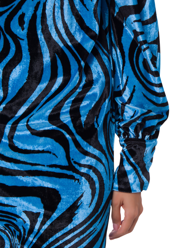 فستان قصير من المخمل بطبعة حمار وحشي