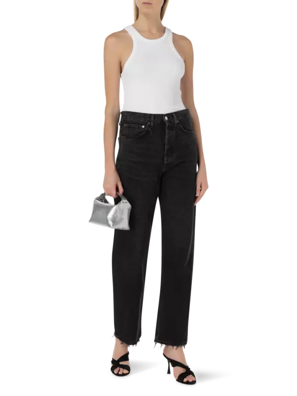 بنطال جينز ناينتيز بقصة واسعة وخصر متوسط الارتفاع