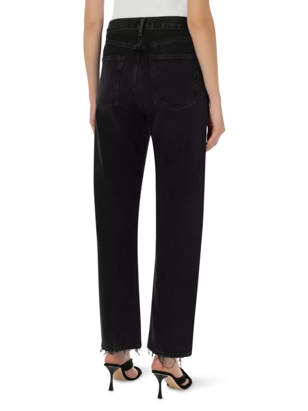 بنطال جينز ناينتيز بقصة واسعة وخصر متوسط الارتفاع