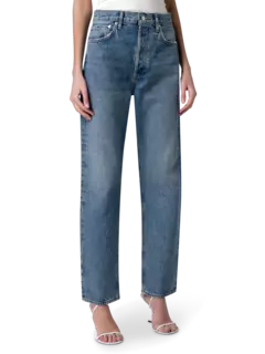 بنطال جينز بخصر مزموم بنمط التسعينيات