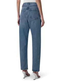 بنطال جينز بخصر مزموم بنمط التسعينيات