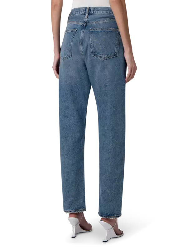 بنطال جينز بخصر مزموم بنمط التسعينيات