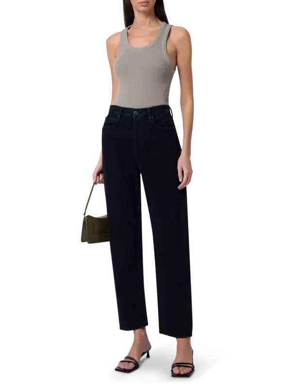 بنطال جينز بخصر مزموم بنمط التسعينيات