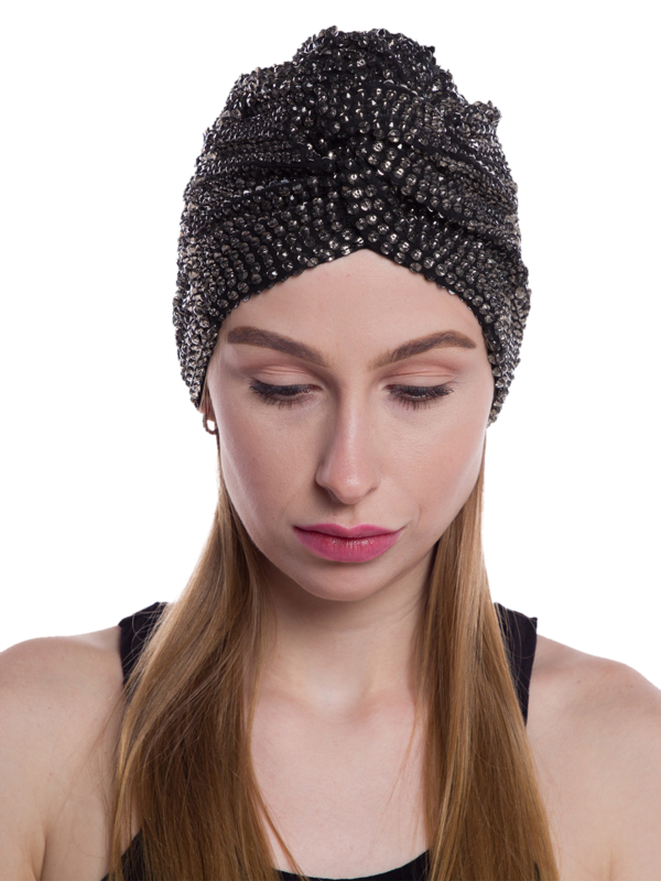 Venetian Turban with Rhinestone Accents