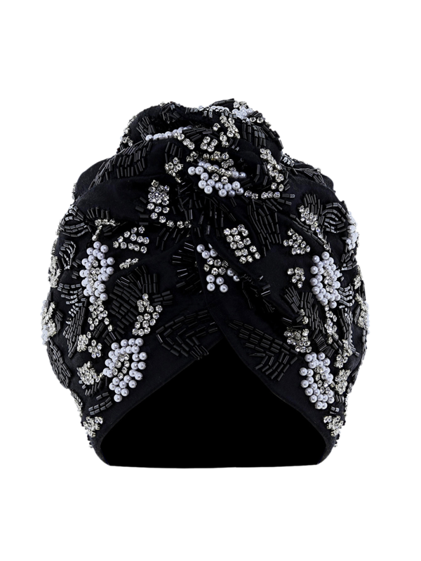 Venetian Turban with Electric Pearl and Bead Accents